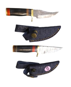 New 2 fancy small knives with damascus blades