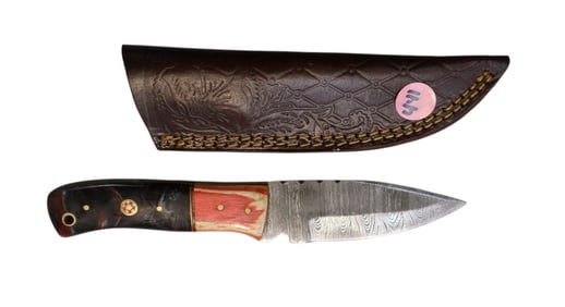 New fancy top serrated damascus blade knife