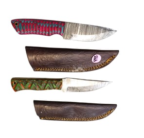 New 2 fancy damascus blade knives