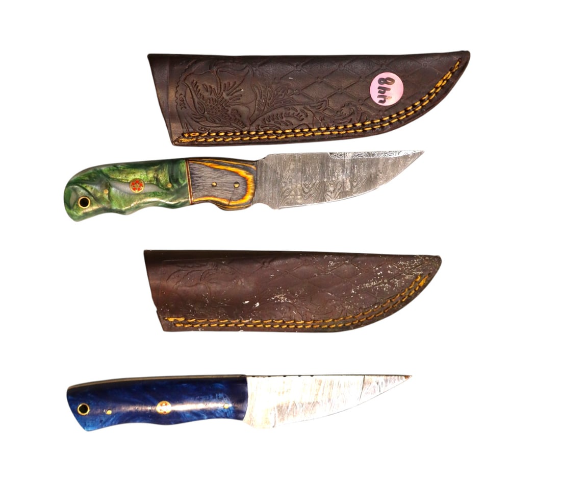 New 2 fancy damascus blade knives (1 of 1)