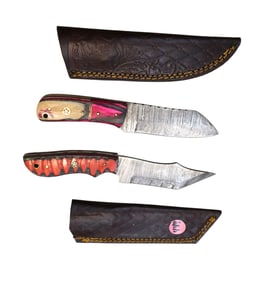 New 2 fancy damascus blade knives