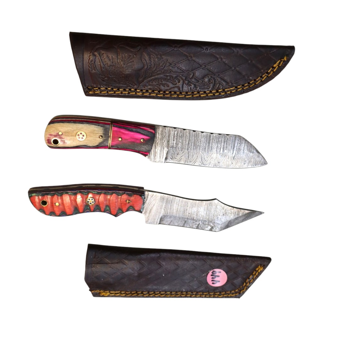 New 2 fancy damascus blade knives (1 of 1)
