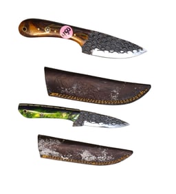 New 2 fancy damascus blade knives