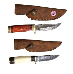 New 2 fancy damascus blade knives