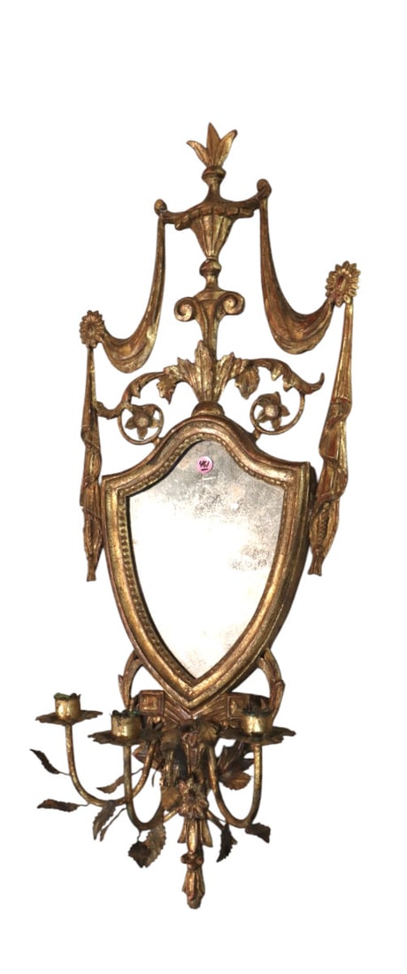 Antique style Italian 3 sconce hanging mirror (1 of 3)