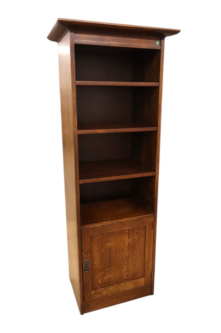 Stickley mission oak open front bow tie bookcase (1 of 11)
