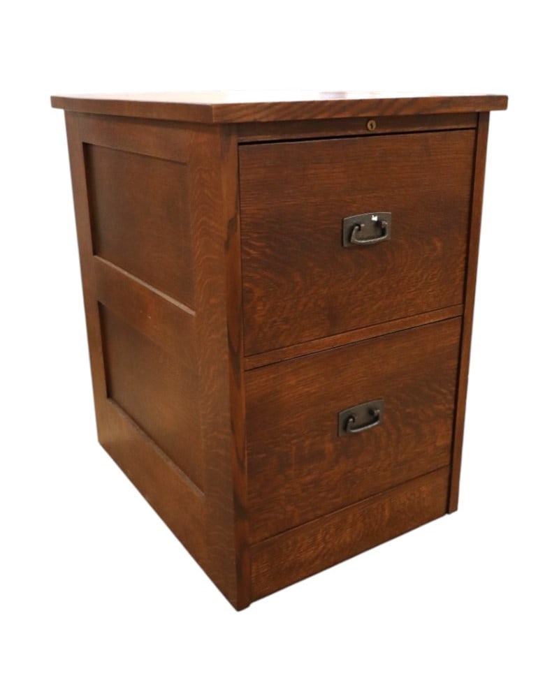 Stickley mission oak 2 drawer filing cabinet with keys (1 of 8)