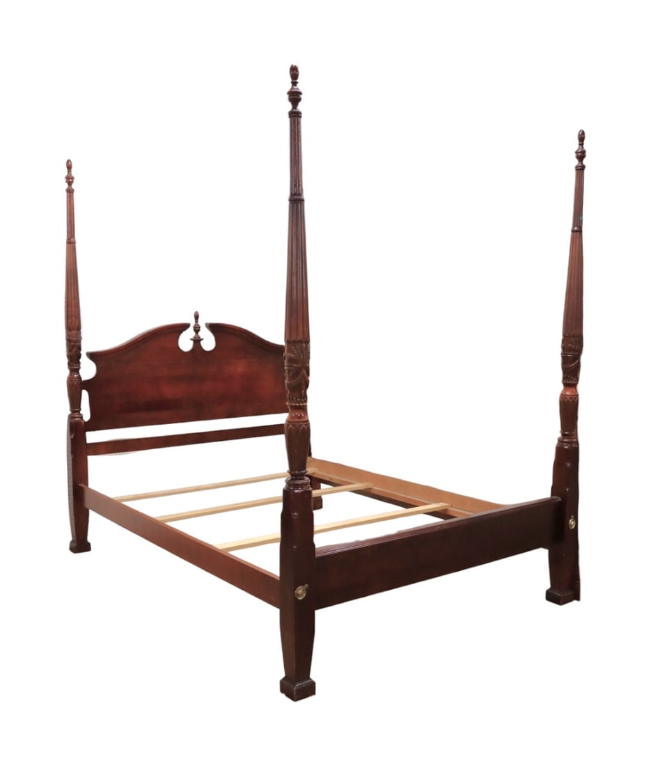 Mahogany 4 poster queen size traditional style bed (1 of 7)