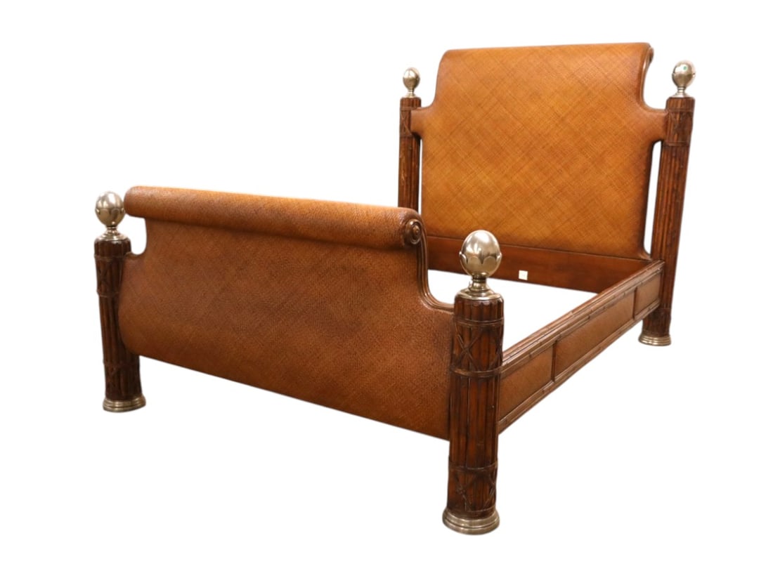 Thomasville Ernest Hemingway quality wicker bamboo style queen size bed (1 of 8)