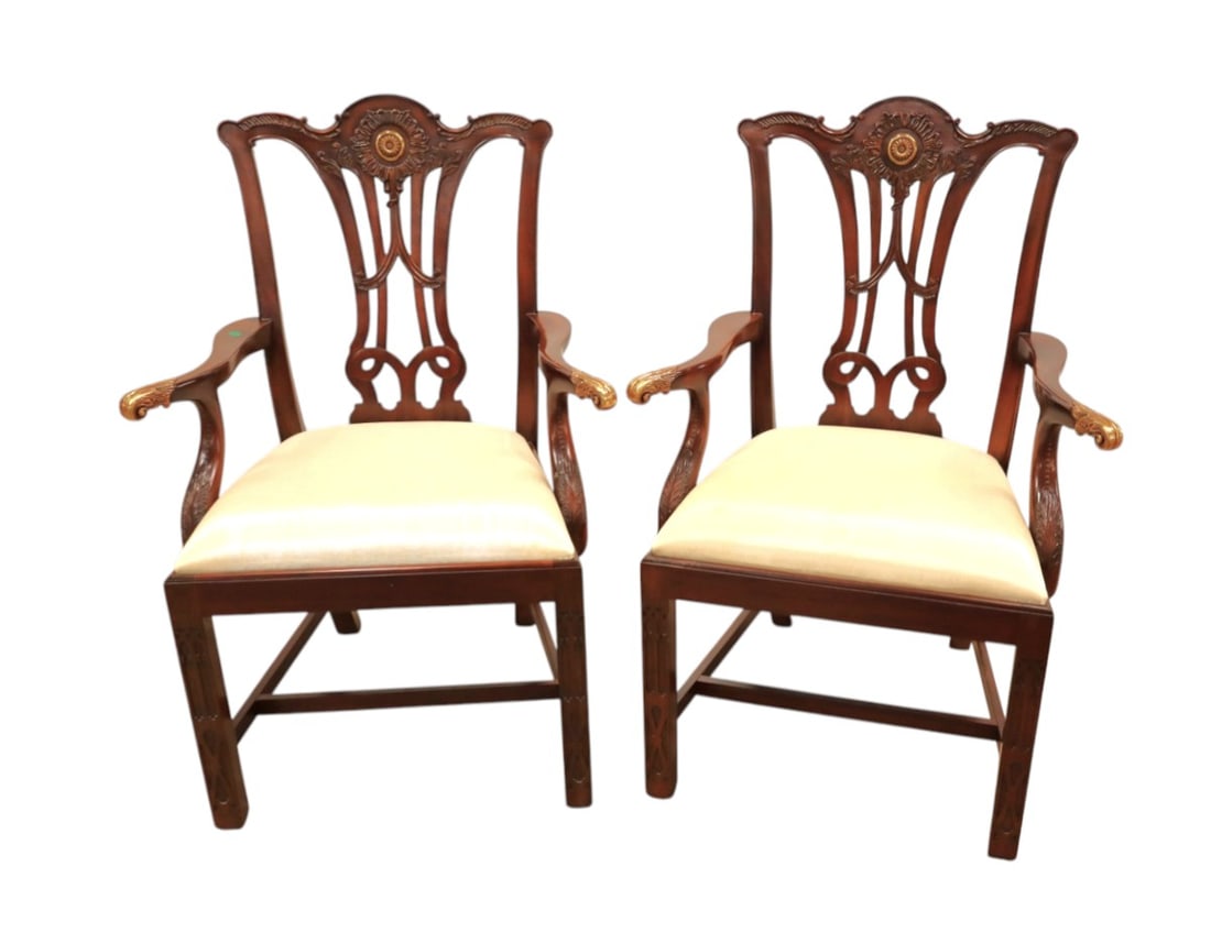 Pair beautiful Maitland Smith solid mahogany arm chairs (1 of 10)