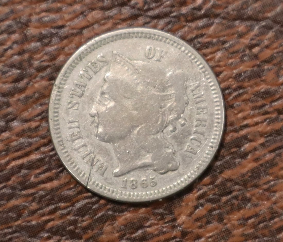 US .03 cent coin dated 1865 - 3