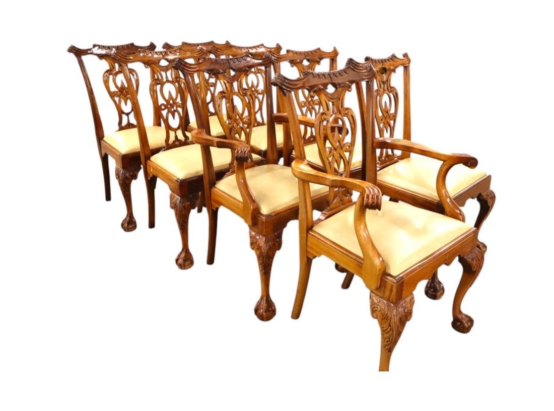 Set 8 vintage chippendale style mahogany dining room chairs Paramount Furn. (1 of 11)