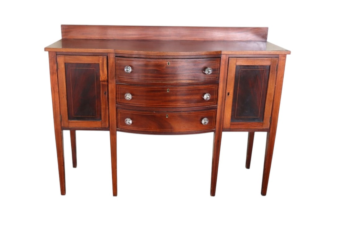 Antique burl mahogany 3 drawer 2 door inlaid buffet (1 of 7)