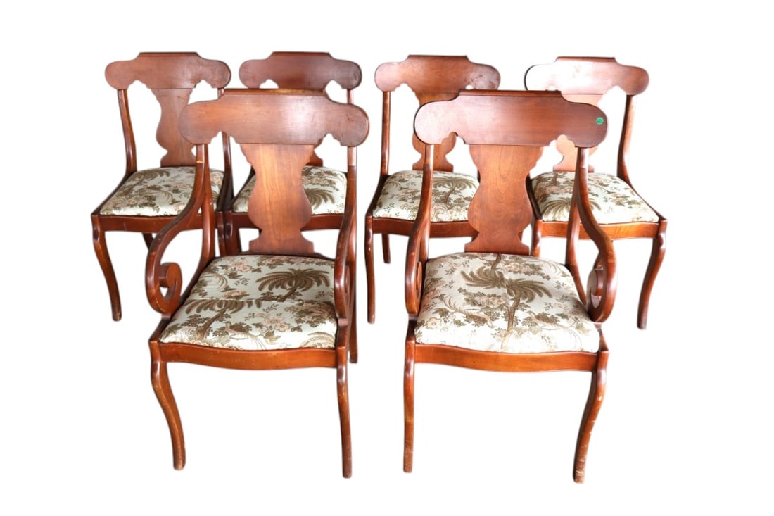 Set 6 PA House Furniture solid cherry colonial style dining room chairs (1 of 9)