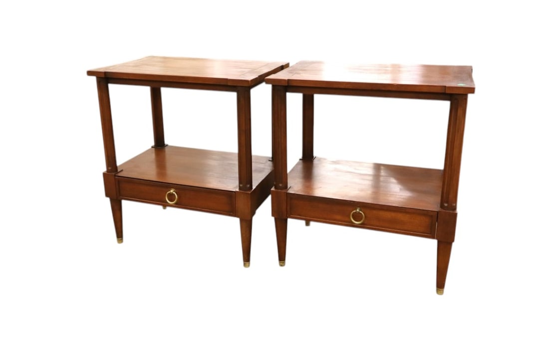 Pair of mid century Baker Furniture walnut nightstands or side tables (1 of 8)