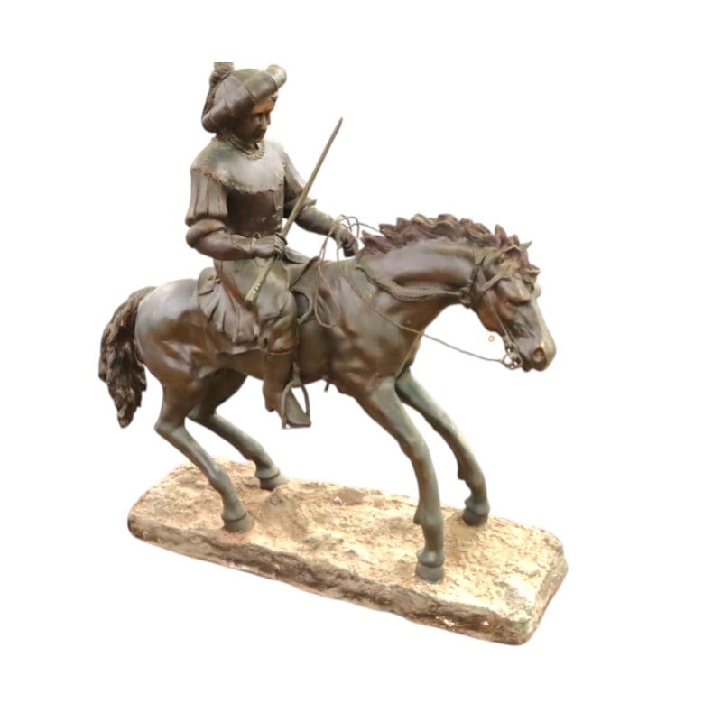 Large bronze warrior on horseback attributed to Pierre Jules Mene (1 of 10)