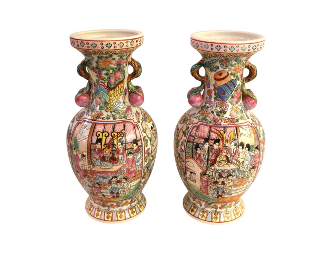 Pair of signed Asian decorated vases (1 of 6)