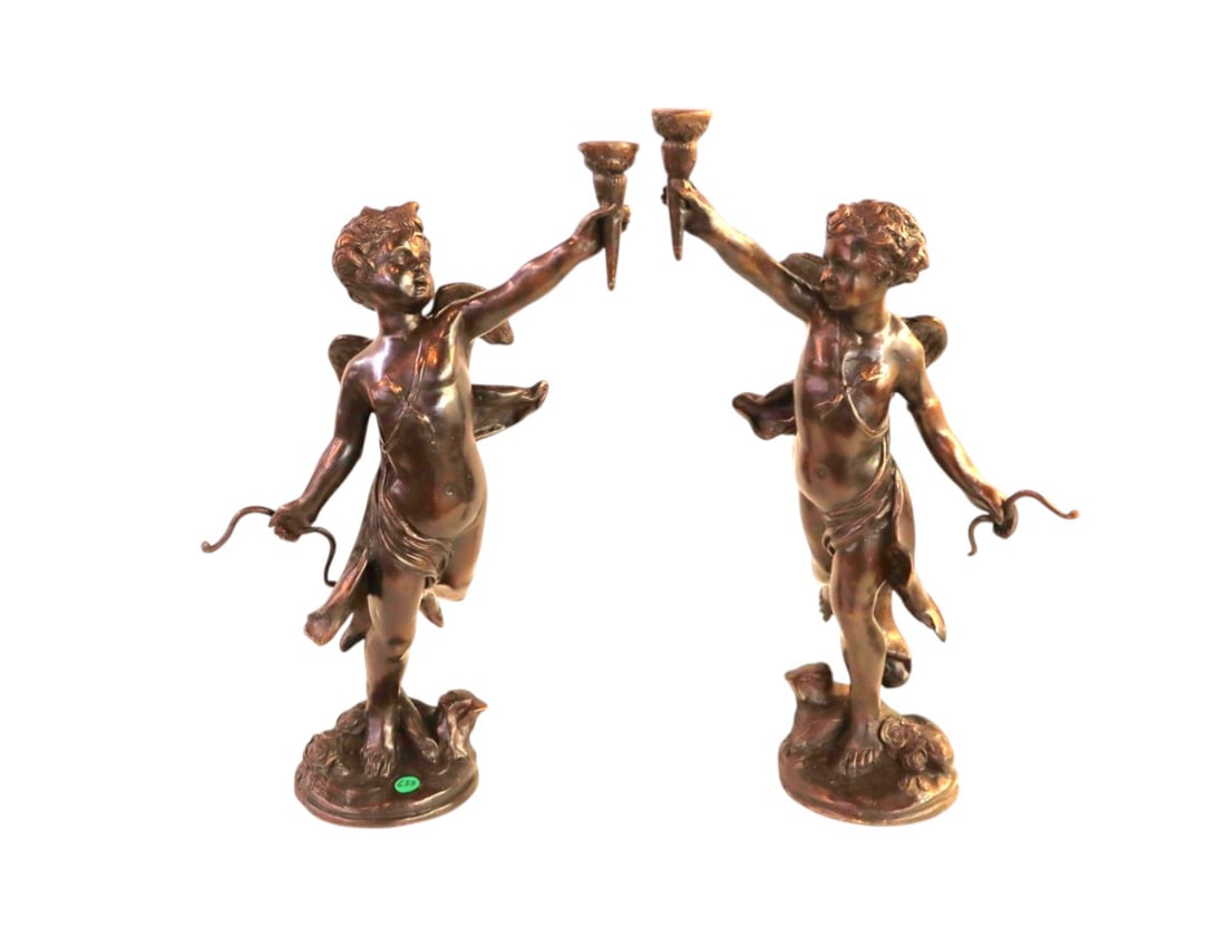 Pair of bronze cupid candlestands (1 of 8)
