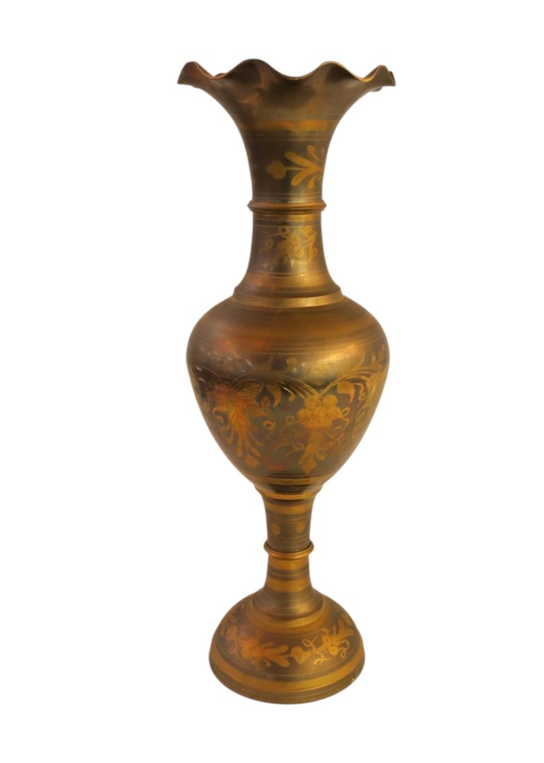 Indian bronze etched brass vase (1 of 5)