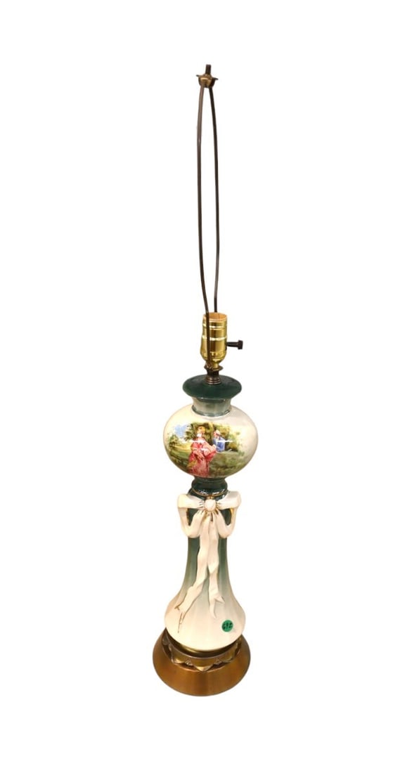 Vintage French porcelain table lamp with harp (1 of 4)