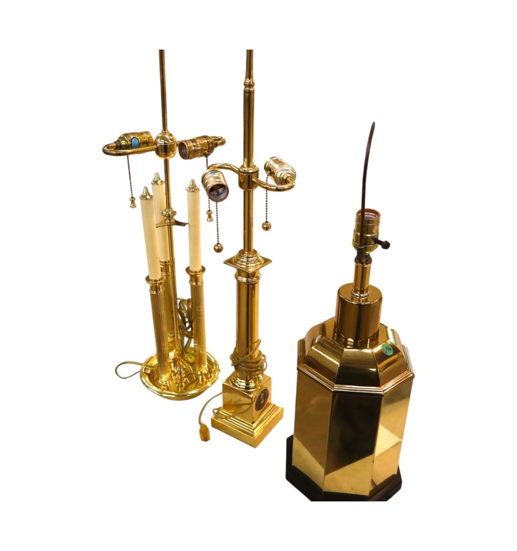 3 vintage brass plated lamps in various sizes (1 of 2)