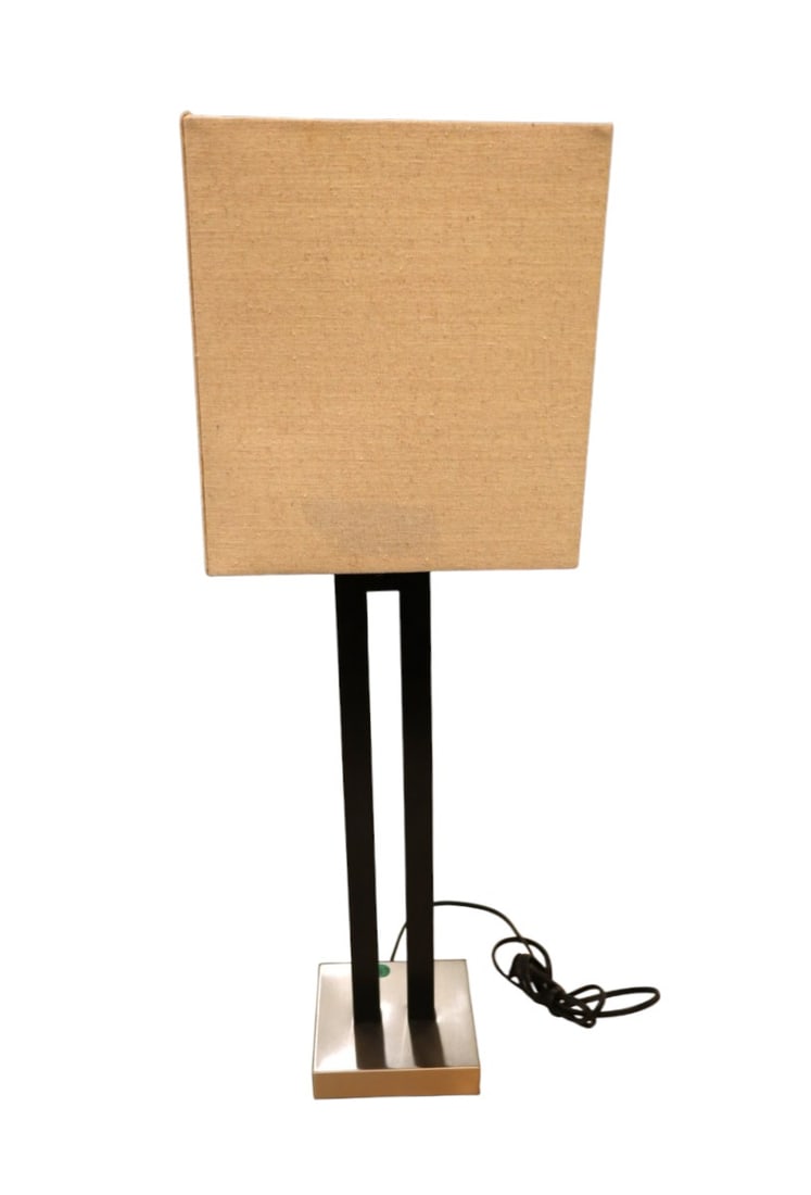Contemporary modern design lamp on stainless steel style base with rectangle shade (1 of 2)