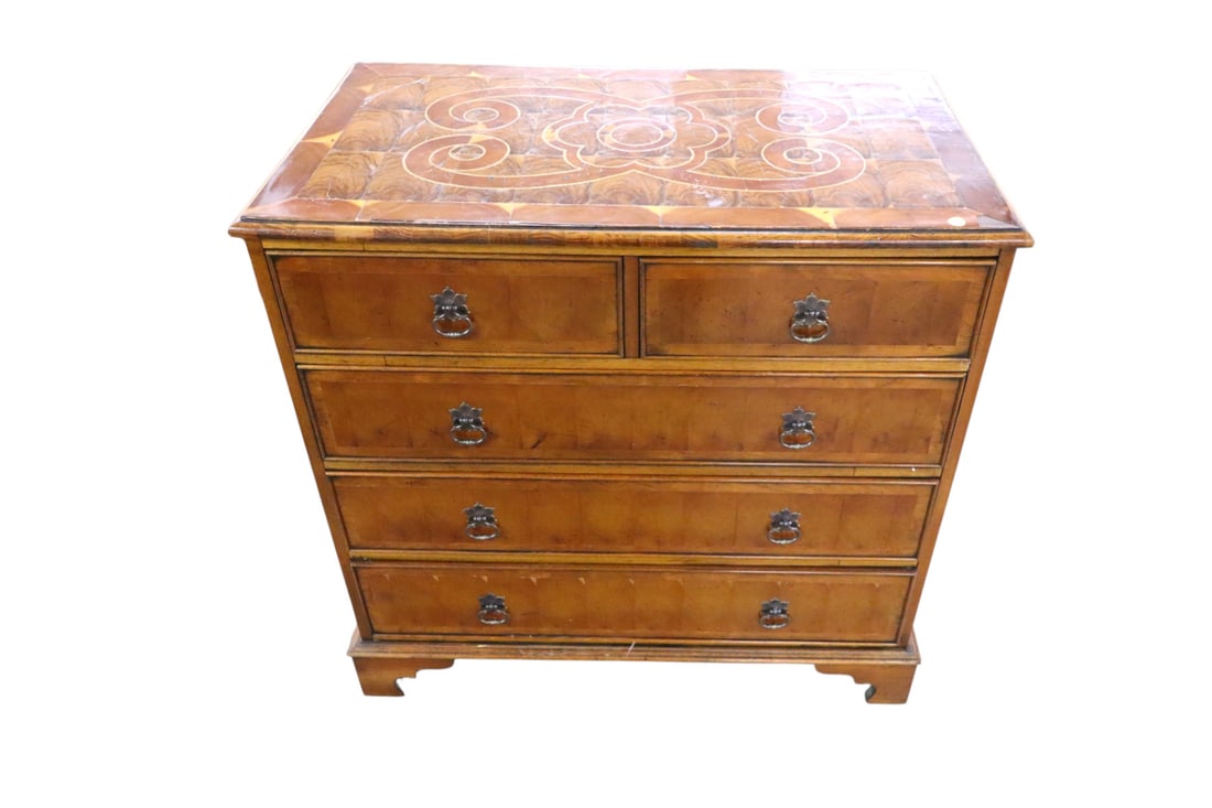 Italian inlaid 2 over 3 chest original finish (1 of 6)