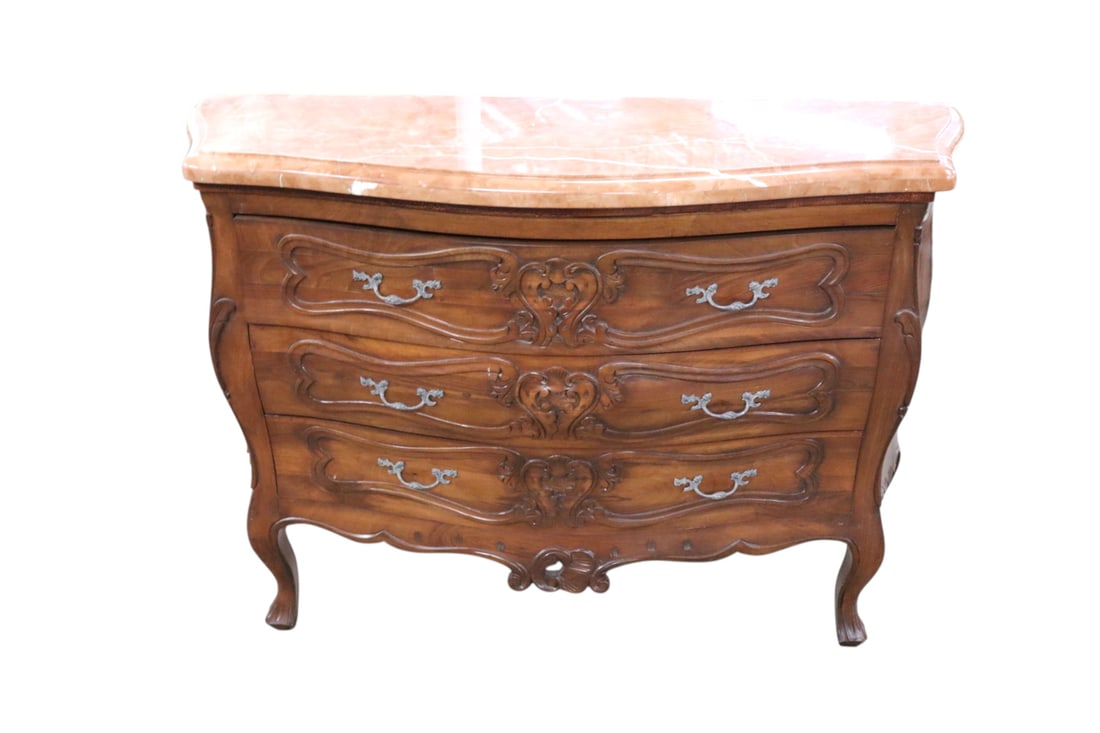 Italian vintage MT mahogany chest, match lot 190: Italian vintage carved 3 drawer marble top solid mahogany chest, match lot 190, marble is good and removeable for transporting, original finish, structurally sound and in good condition, marble has be