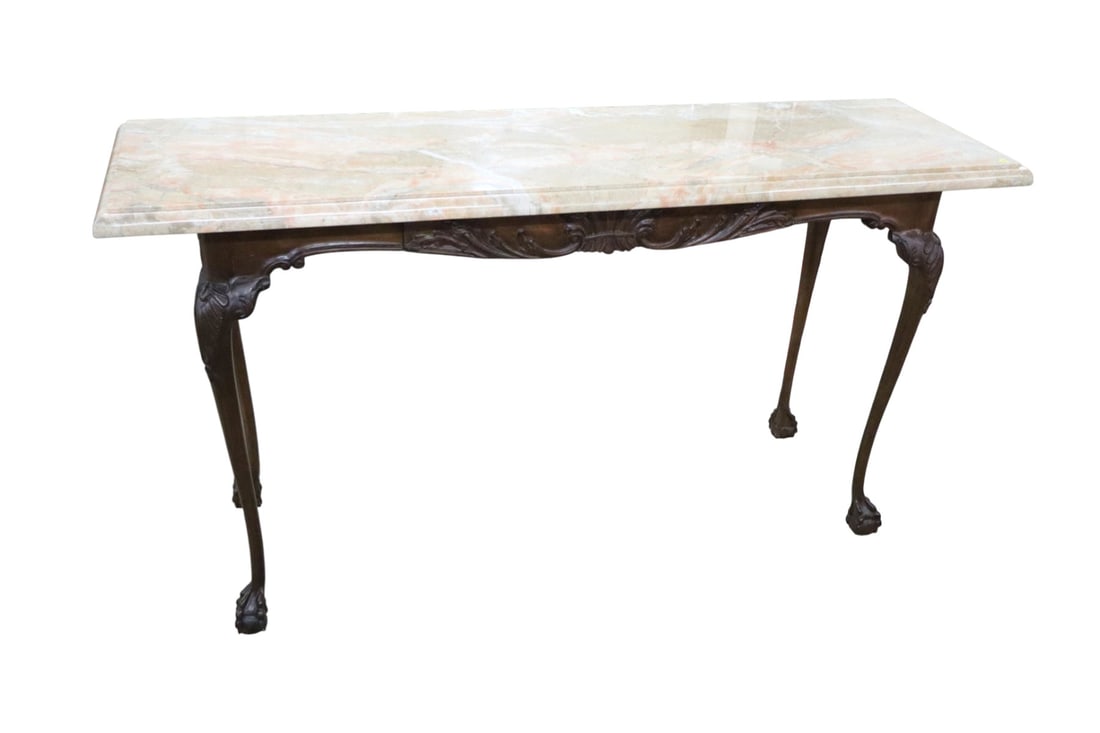 Solid mahogany ball & claw carved MT console table (1 of 5)