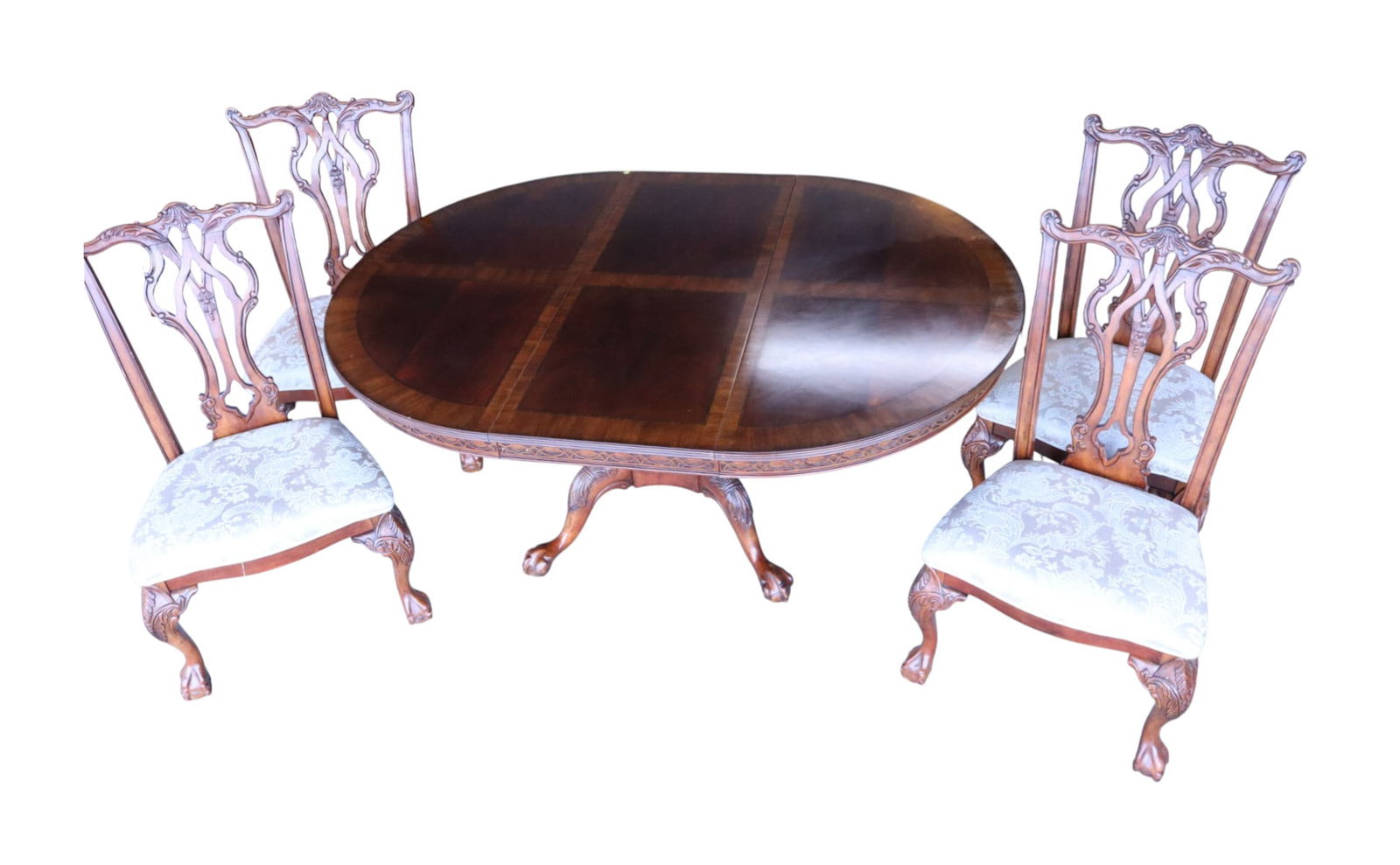 Burl mahogany with banding dining set ? orig finish (1 of 5)