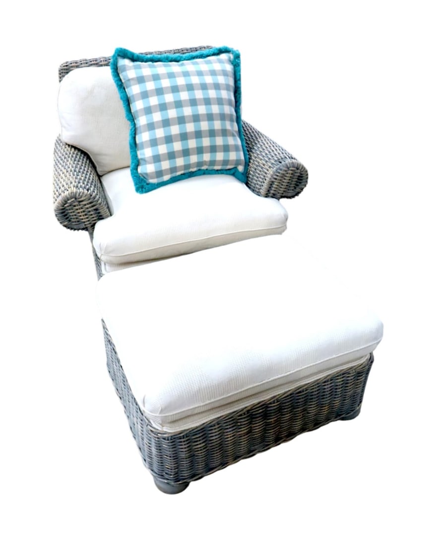 Quality natural wicker 2pc chair & ottoman match 215 & 216 (1 of 5)