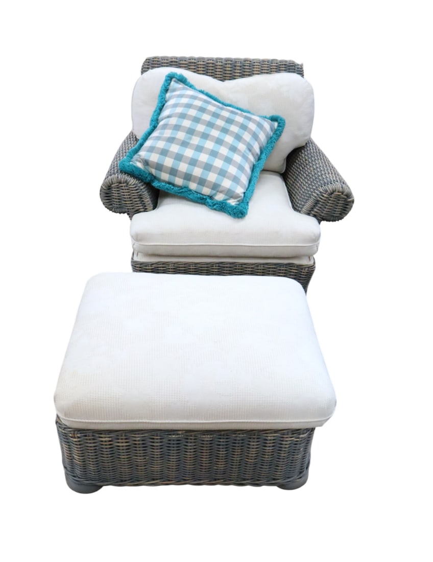 Quality natural wicker 2pc chair & ottoman match 214 & 216 (1 of 5)