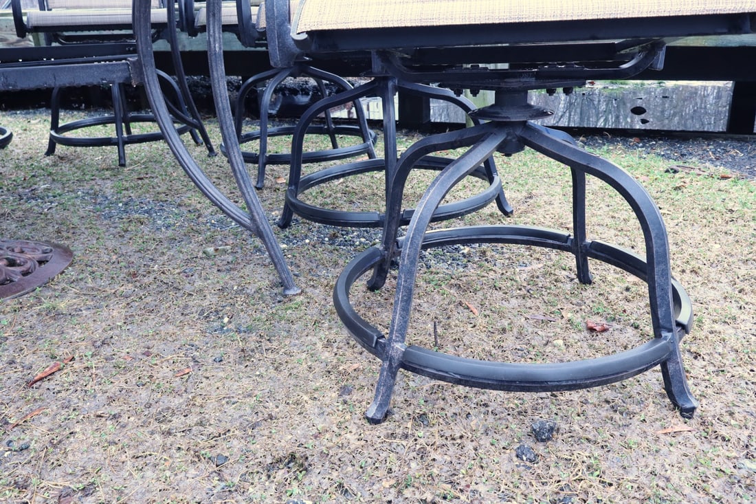 Quality 10pc Sunbrella high top patio set w/lazy susan - 5