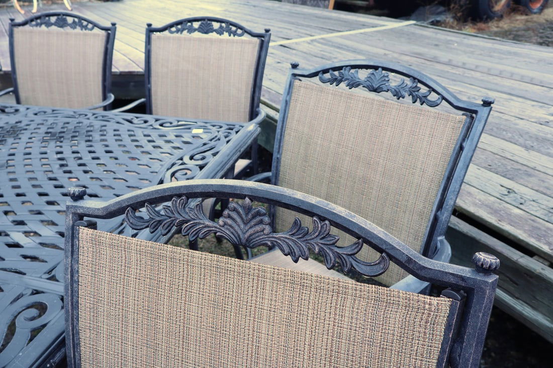 Quality 10pc Sunbrella high top patio set w/lazy susan - 6