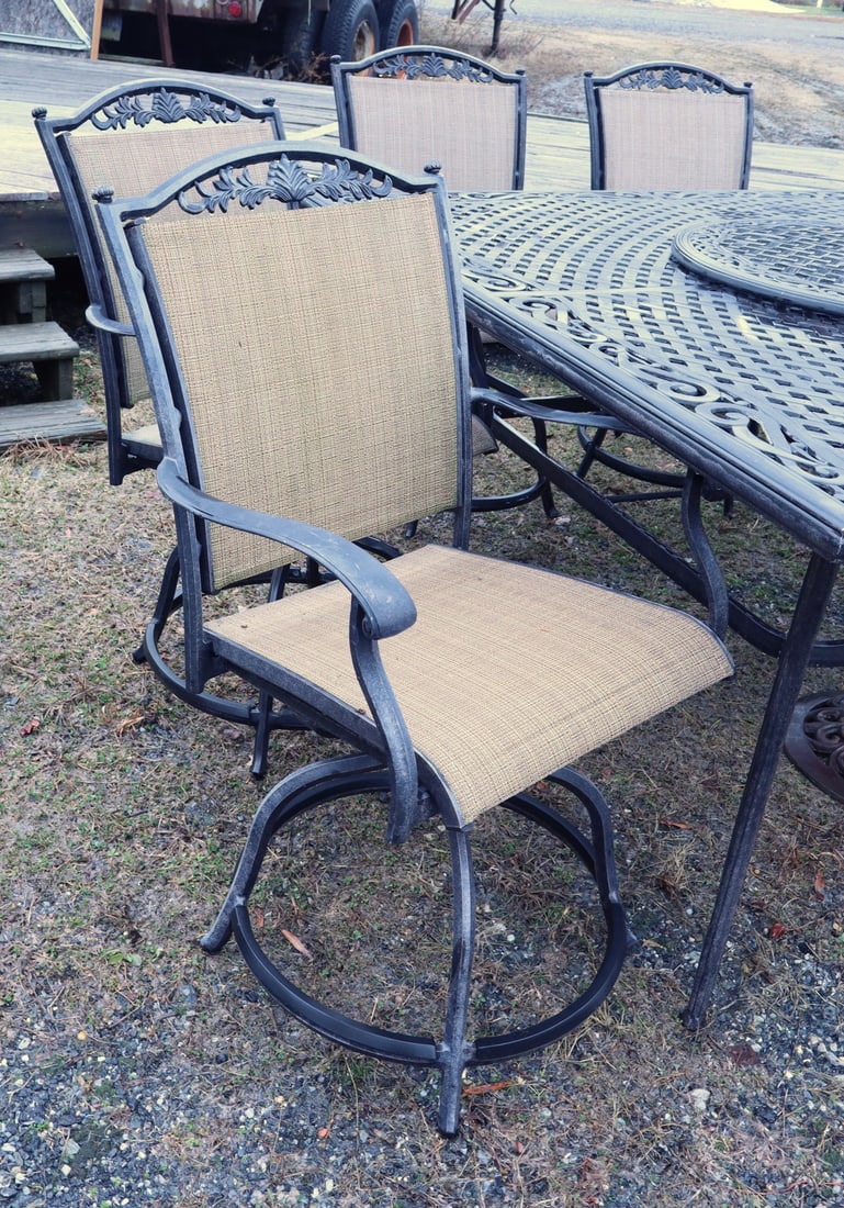 Quality 10pc Sunbrella high top patio set w/lazy susan - 7