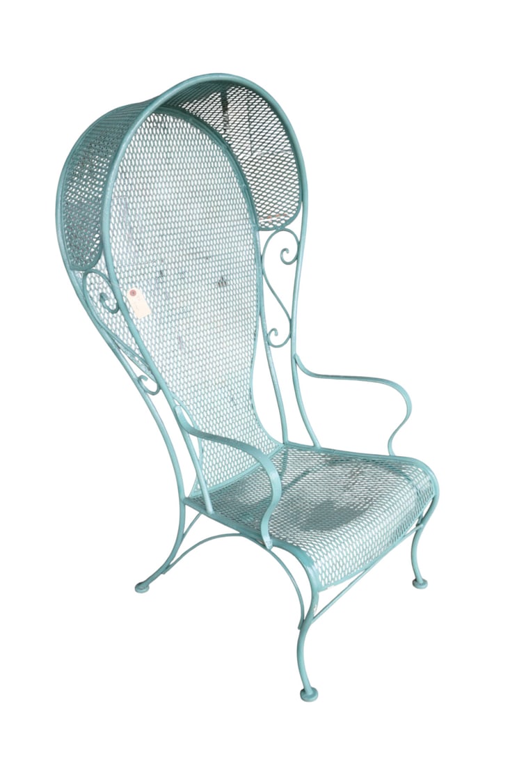 Vintage patio porter style hooded chair in green (1 of 8)