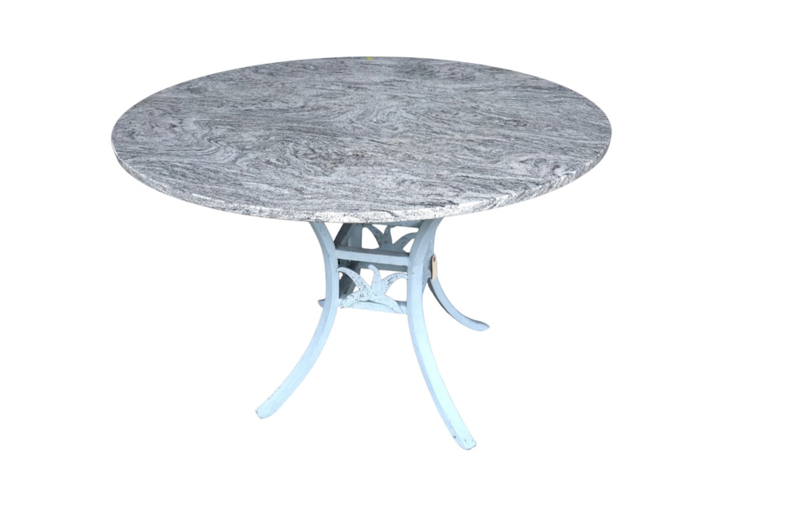 Granite top 42" round patio table w/cast alum base (1 of 5)