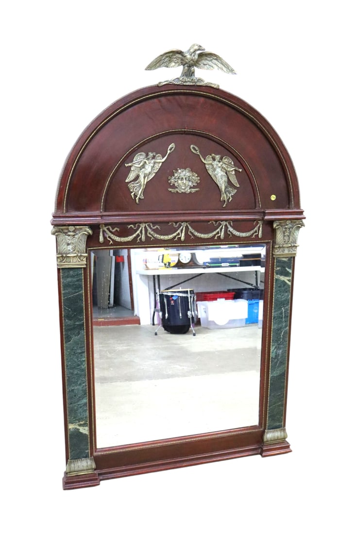 Vtg FR style bevel mirror w/bronze marble columns (1 of 4)