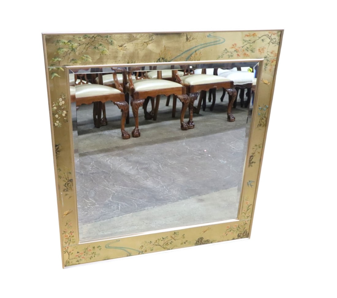Vintage Labarge Asian decorated beveled glass mirror: Vintage Labarge Asian decorated beveled glass mirror structurally sound and in good condition with no noticeable issues. 42.5"h x 38.5"w x 1"d