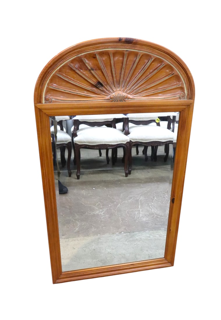 Vintage knotty pine shell carved bevel glass mirror (1 of 3)