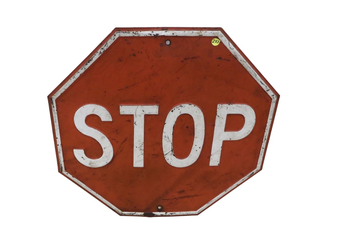 Vintage metal STOP sign with original paint (1 of 3)
