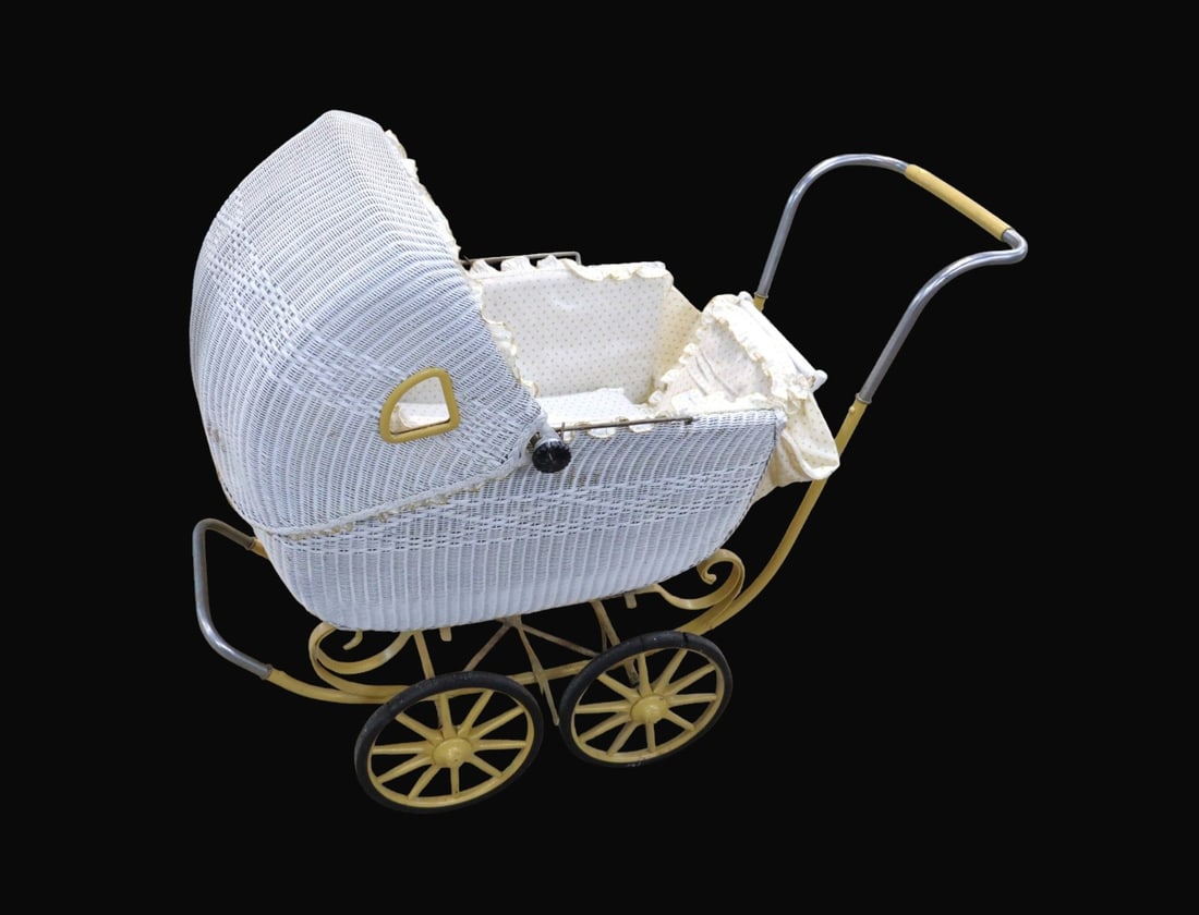Antique wicker baby buggy carriage (1 of 5)