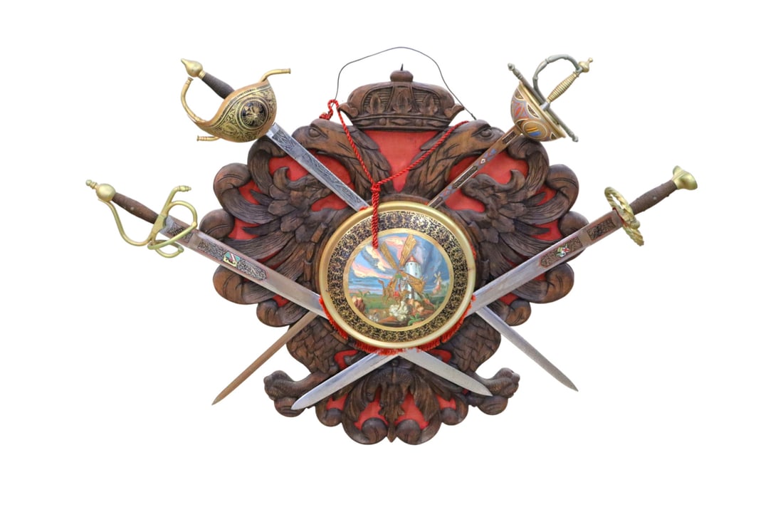 Coat of Arms shield with swords and carved eagle (1 of 4)