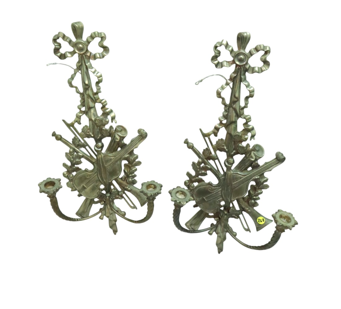 PR Vtg musical instrument two burner wall sconces (1 of 7)