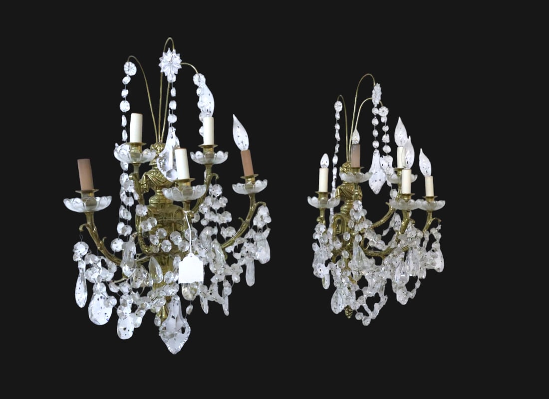 Pair of vintage 5 burner prismed wall sconces (1 of 6)