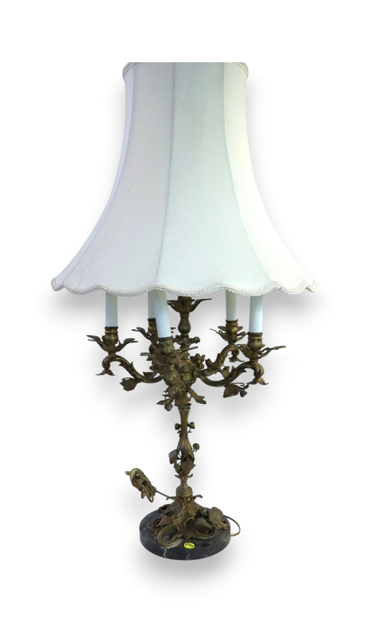 Vtg ornate 5 burner marble scallop shade table lamp (1 of 7)