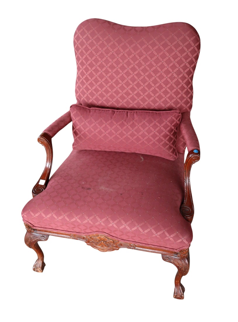 Century Chair vtg. ball & claw upholstered arm chair (1 of 7)