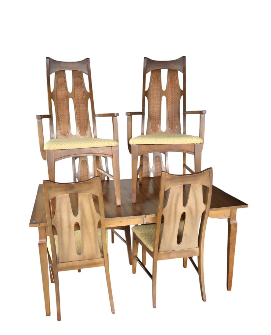 MCM 7pc Spanish walnut dining set w/3 12? leaves (1 of 8)