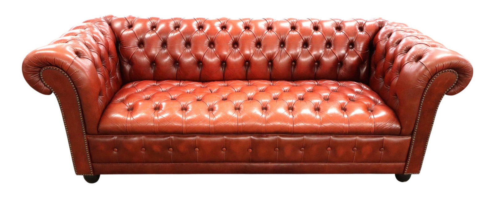Chesterfield style button tuft burgundy sofa (1 of 7)