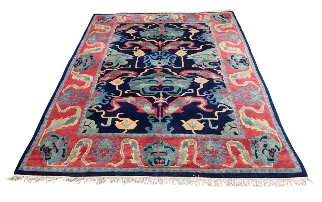 Vintage hand stitched wool rug 10 x 6.5 (1 of 8)